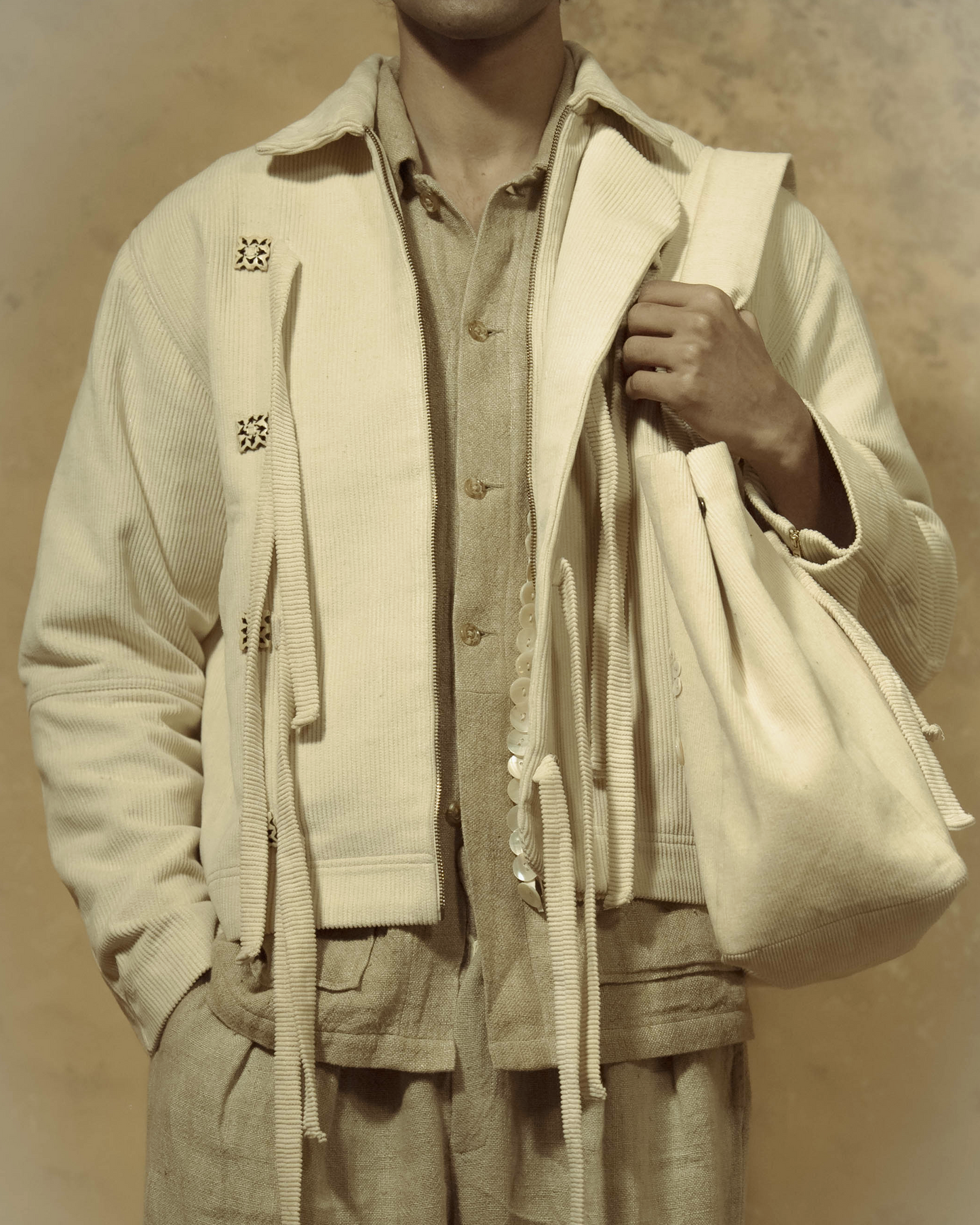 Ivory Tie-Up Jacket